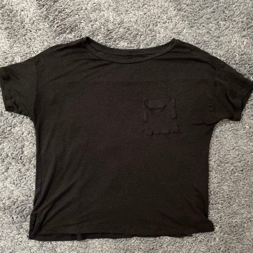 Boxy Boyfriend Fit Black T-Shirt Pocket Uniqulo